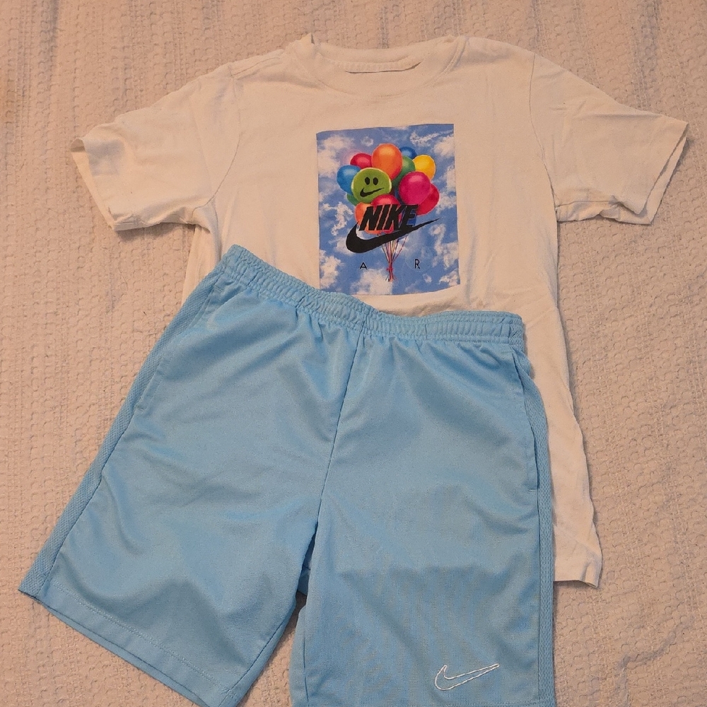Nike Air White Tee and Blue Shorts Set
